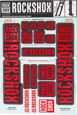 RockShox Decal Kit 35mm Dual Crown Red