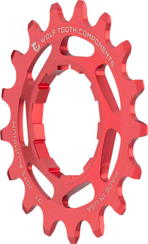 Wolf Tooth Single Speed Aluminum Cog 17T Compatible with 3/32 Chains Red