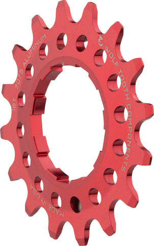 Wolf Tooth Single Speed Aluminum Cog 16T Compatible with 3/32 chains Red