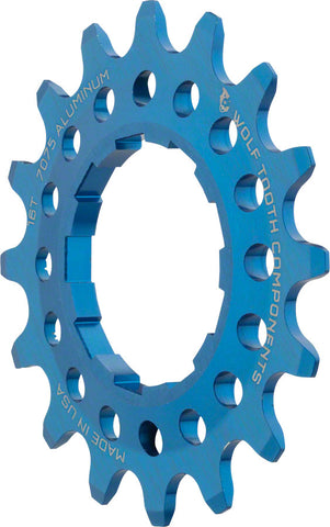 Wolf Tooth Single Speed Aluminum Cog 16T Compatible with 3/32 chains Blue