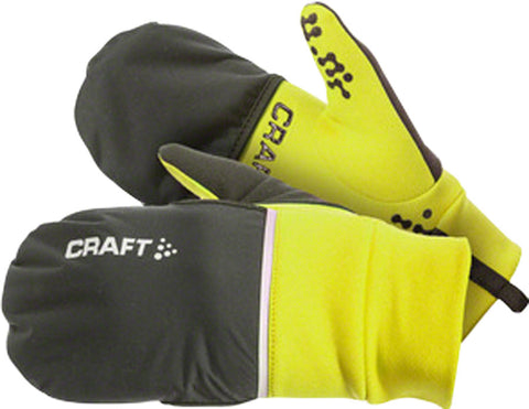 Craft Hybrid Weather Gloves Yellow/Black Full Finger