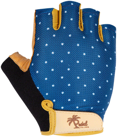 Pedal Palms Polka Gloves Blue/White Dots Short Finger 2XSMall