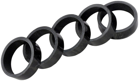 Wheels Manufacturing, Gloss Carbon, Headset Spacer, 1-1/8'', Height: 10mm, Carbon, Black, 5pcs