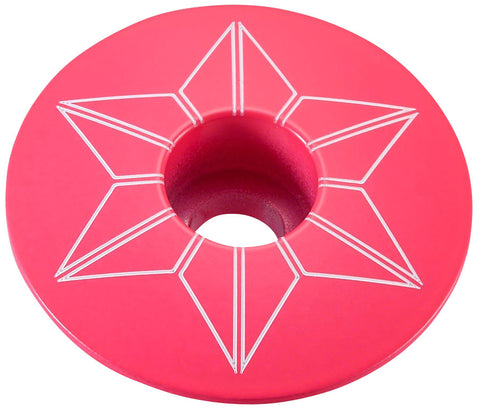 Supacaz Star Capz Powder Coated Top Cap Neon Pink