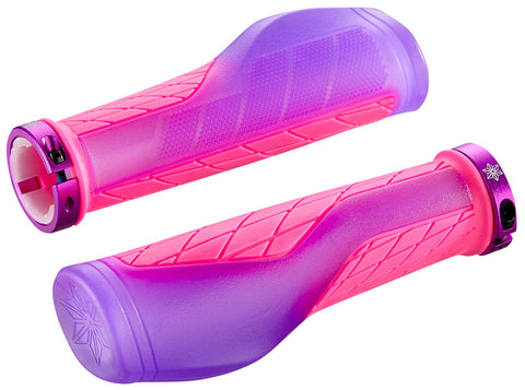 Supacaz Kush Ergo Grips Neon Pink/Purple Clear