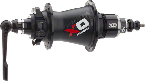 SRAM X0 Rear Disc Hub 28H Black/Red with A XLe End Caps for QR and