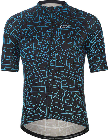 GORE® Wear Gotham Cycling Jersey - Black/Sphere Blue Men's X-Large