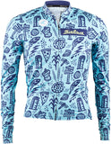 Salsa Men's Gravel Story Long Sleeve Jersey - Lite Blue Dark Blue Yellow 2X-Large