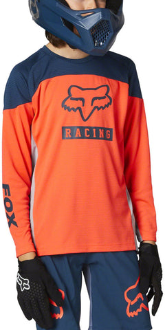 Fox Racing Defend Long Sleeve Jersey - Orange/Blue Youth Large