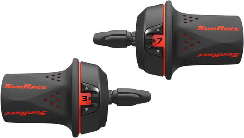 SunRace M21 Twist Shift Set 7Speed Rear 3Speed Front Red