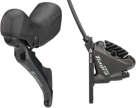 Shimano Tiagra ST-4720/BR-4770 Mechanical Shift/Hydraulic Brake Lever and Caliper - Front, Flat Mount, Finned Resin Pads