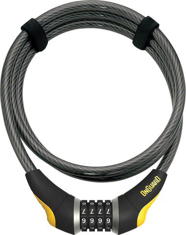 OnGuard Akita Resettable Combo Cable Lock 6' x 10mm GRAY/Black/Yellow