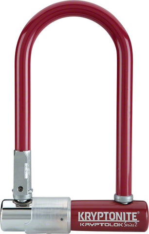 Kryptonite, KryptoLok 2 Mini-7, U-Lock, Key, 83x178mm, 3.25''x7'', Thickness in mm: 13mm, Red