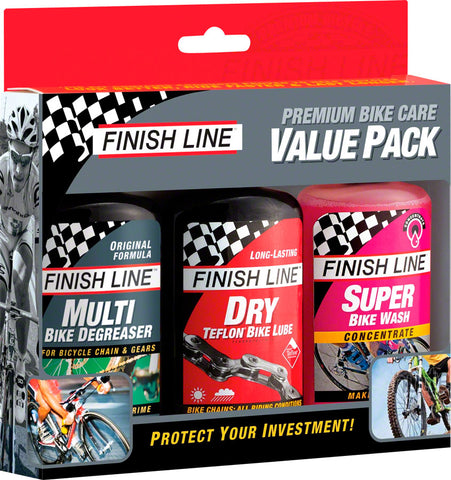 Finish Line Bike Care Value Pack Includes DRY Chain Lubricant EcoTech Degreaser