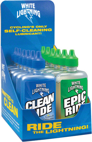 White Lightning Clean Ride and Epic Ride Bike Chain Lube 4 fl oz Drip Box of 12