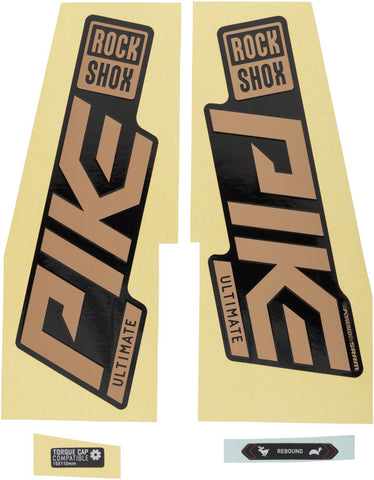RockShox, Pike Ultimate Decal Kit, Matte Copper for Gloss Black Lowers