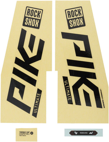 RockShox, Pike Ultimate Decal Kit, Gloss Black for Silver Lowers