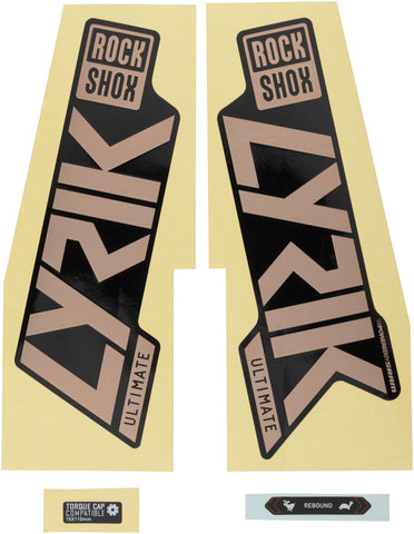 RockShox, Lyrik Ultimate Decal Kit, Matte Copper for Gloss Black Lowers