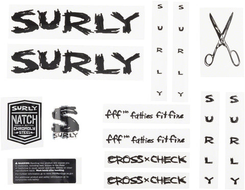 Surly Cross Check Frame Decal Set - Black with Scissors