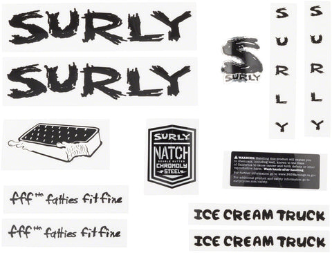 Surly Ice Cream Truck Frame Decal Set Black