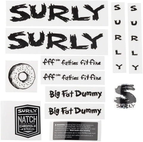 Surly Big Fat Dummy Frame Decal Set Black