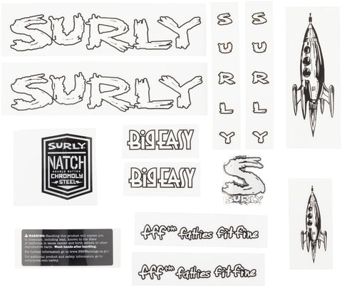 Surly Big Easy Frame Decal Set White with Rocket