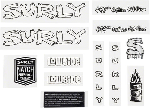 Surly Lowside Frame Decal Set White