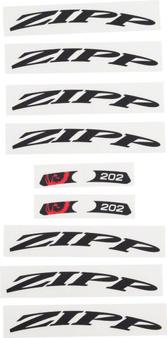 Zipp Decal Set 202 Matte Black Logo Complete for One Wheel