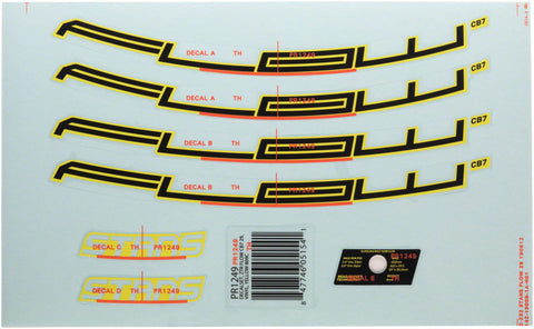 Stan's No Tubes Flow CB7 Rim Decal 29 Yellow Set