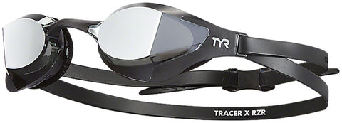 TYR Tracer X RZR Mirrored Adult Swim Goggles - Black/Black Silver Mirror Lens