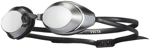 TYR Vecta Racing Mirrored Adult Swim Goggles - Black/Black Silver Mirror Lens