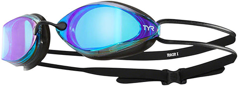 TYR Tracer X Racing Mirrored Goggle Black Frame/Clear Gasket/Blue Metallic