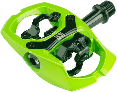 iSSi Trail II Pedals Dual Sided Clipless with Platform Aluminum 9/16 Lime Green