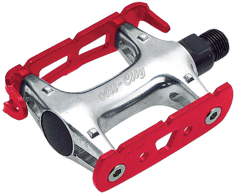 All City Standard Track Pedals 9/16 Red/Silver