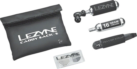 Lezyne Caddy Sack Pouch with C02 Tire Repair Caddy Kit Black