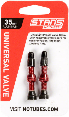 Stan's NoTubes 35mm Tubeless Valves Pair Red