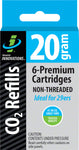 Genuine Innovations 20g Threadless Co2 Cartridges 6Pack