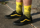 Fist Handwear Miami: Phase 2 Crew Sock - Black/Yellow Small/Medium