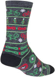 SockGuy Wool Ride Merry Crew Socks 6 inch GRAY/Red/Green