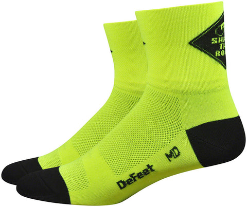 DeFeet Airaetor Share the Road Socks - 2 inch Hi-Vis Yellow/Black Large