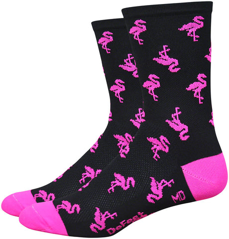 DeFeet Aireator Flock Off Socks - 5 inch Black/Hi-Vis Pink Small