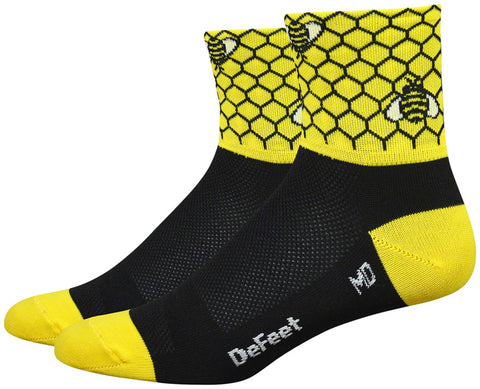 DeFeet Aireator Bee Aware Socks - 3 inch Yellow/Black Medium