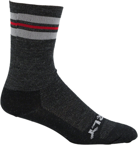 Surly TripL Strpe 5 Wool Sock Black/GRAY/Red