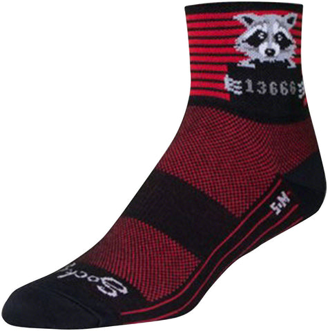 SockGuy Classic Busted Socks 3 inch Black/Red Stripe