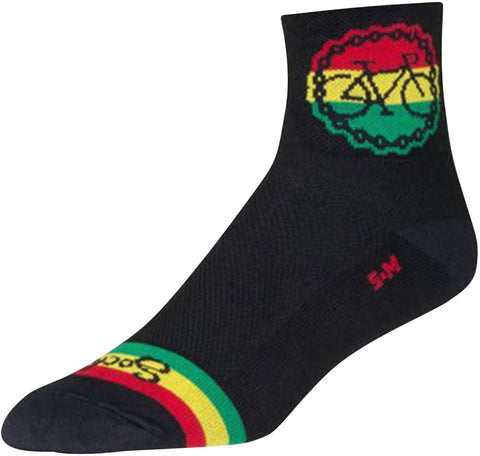 SockGuy Classic Rasta Ride Socks 3 inch Black/Rasta