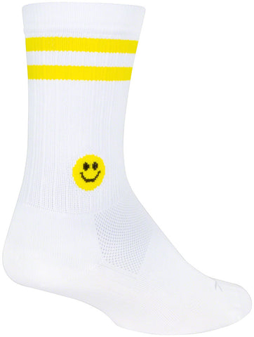 SockGuy SGX Smiley Socks - 6 inch White/Yellow Large/X-Large