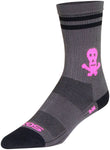 SockGuy SGX Skull and Bones Socks - 6 inch Gray/Black/Pink Small/Medium