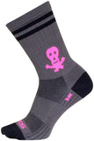 SockGuy SGX Skull and Bones Socks - 6 inch Gray/Black/Pink Small/Medium