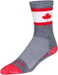 SockGuy Oh Canada Wool Socks - 6 inch Gray/Red/White Small/Medium