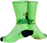 SockGuy Merry Catmas Crew Socks - 6 inch Green/Black Small/Medium